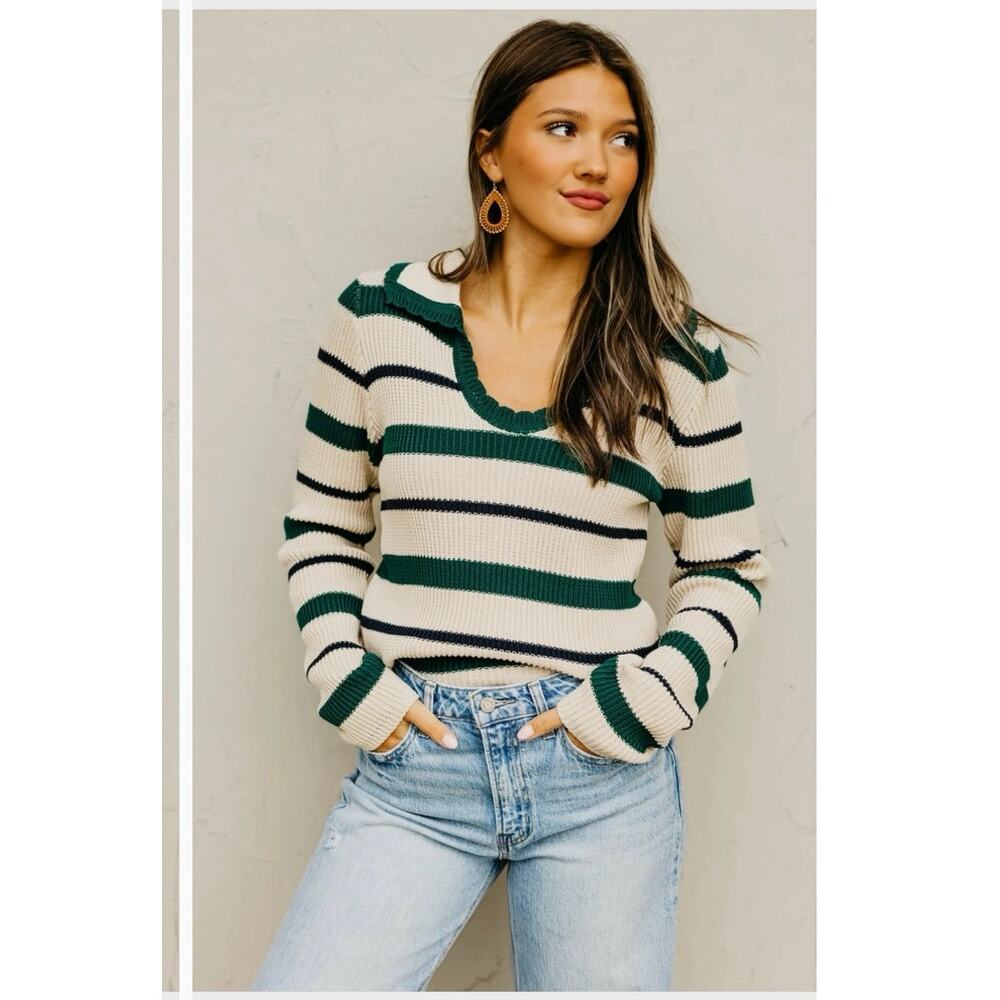 NWOT Zenana Collared Striped Sweater Size Small